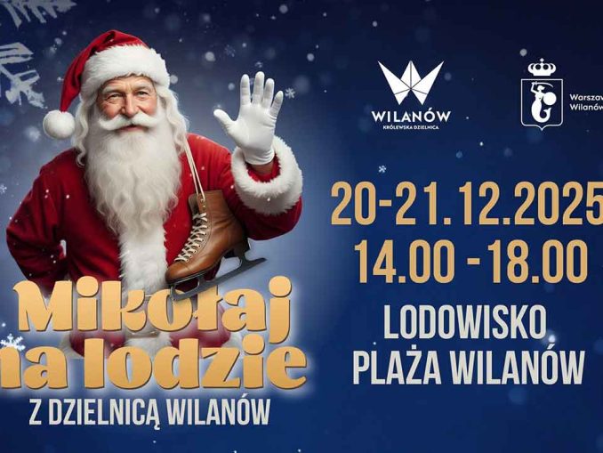 Mikołaj na lodzie z Dzielnicą Wilanów